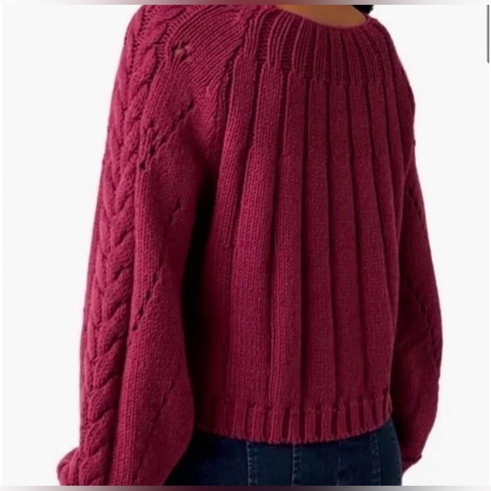 Free People Sandre Cable-Knit Pullover Sweater in Dreamy Mulberry 🤍✨ - Picture 3 of 7